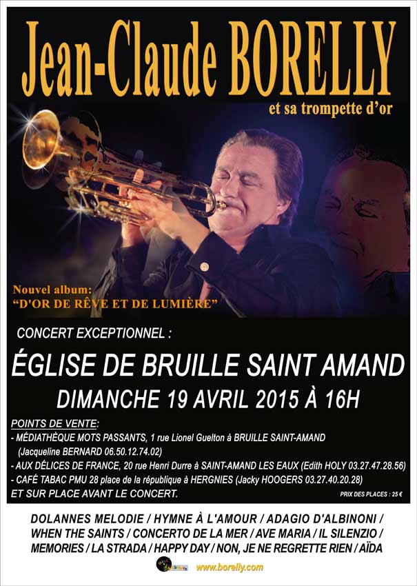 Concert de trompette par Jean-Claude Borelly en l'église de  Bruille Saint Amand