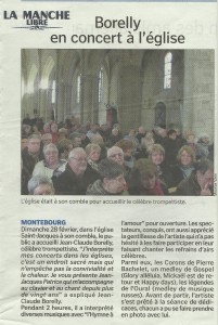 Article sur le Concert de JC Borelly, paru dans La Manche Libre, du 28/02/2016