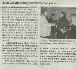 Article Concert JC Borelly Ouest France