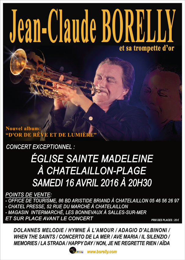 Concert de Jean-Claude Borelly à Chatelaillon le 16 avril 2016
