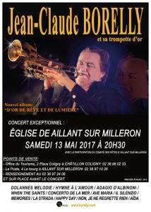 Jean-Claude Borelly en concert le 13 mai à 20 heures à Aillant sur Milleron