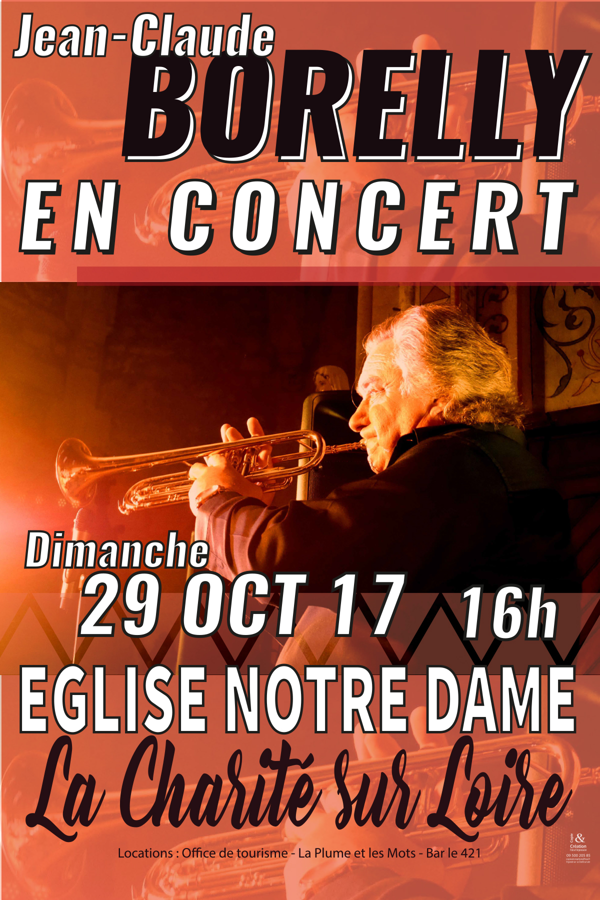 Concert de Jean-Claude Borelly, le 29 octobre à l'église Notre Dame de La Charité sur Loire