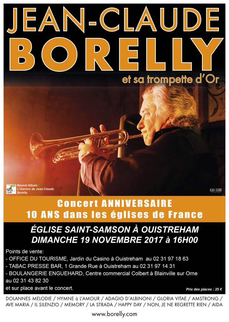 Jean-Claude Borelly en concert à l’église de Saint Samson à 16 heures, le dimanche 19 novembre