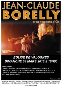 Jean-Claude Borelly en concert, le dimanche 4 mars, à Valognes à 16 heures