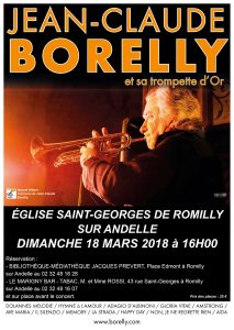 Jean-Claude Borelly en concert, le dimanche 4 mars, à Romilly sur Andelle à 16 heures