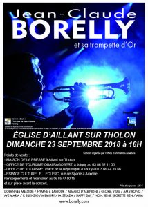 Concert du 23 septembre de Jean-Claude Borelly en l'église St Martin à Aillant-sur-Tholon
