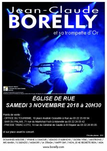 Le samedi 3 novembre à 16 heures, concert de Jean-Claude Borelly à Rue