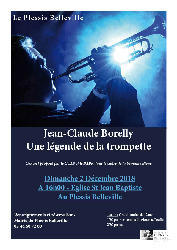 Le dimanche 1 décembre concert de Jean-Claude Borelly au Plessis Belleville