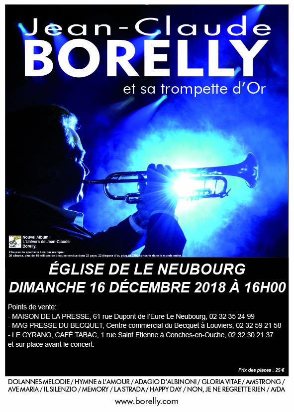 Le dimanche 16 décembre concert de Jean-Claude Borelly à Le Neubourg