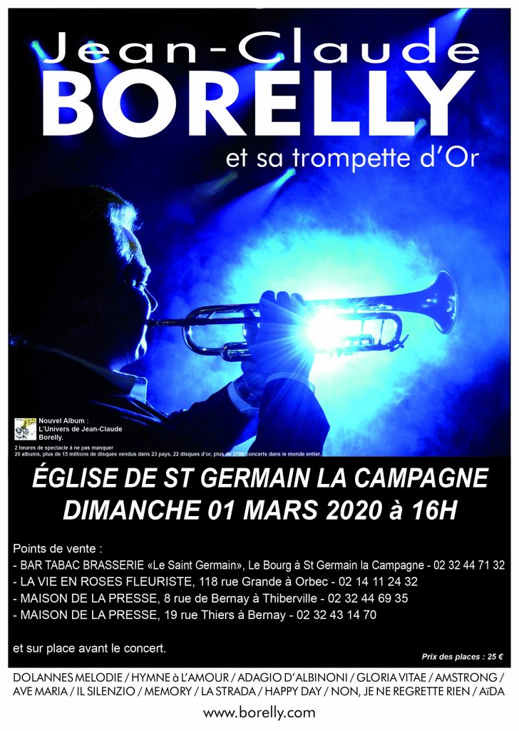 Concert à Saint Germain la Campagne, le 1 mars à 16 heures